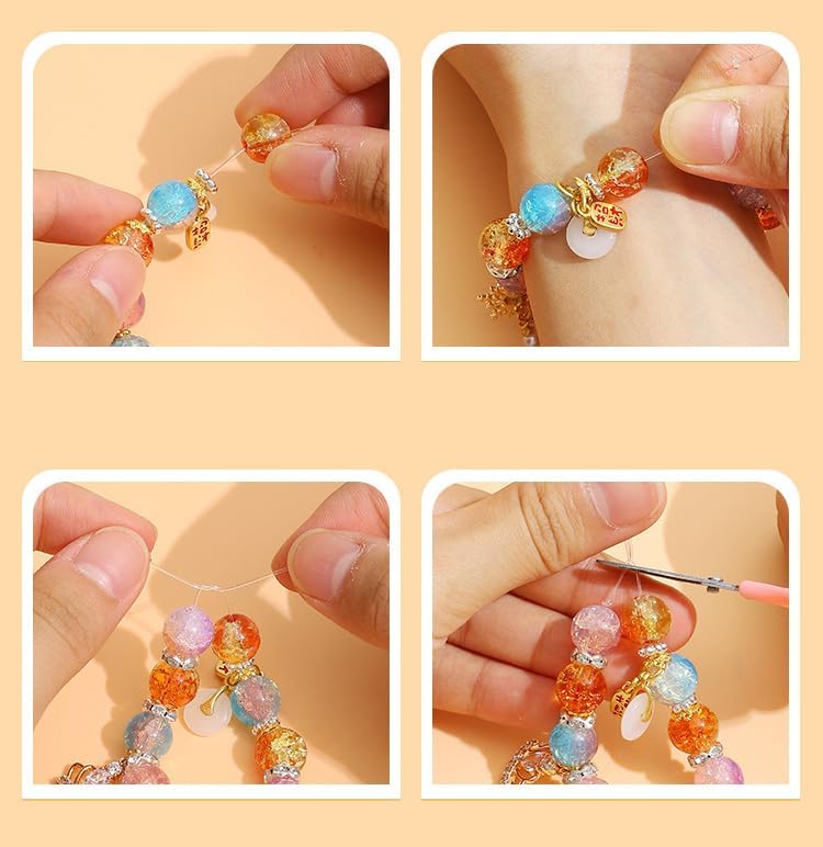 Capstro 300PCS Glass Beads Bracelet Making Kit – Ultimate 6-Color Jewelry Craft Set with Snowflake Charms, Oil-Drop Pendants, Elastic Strings & Storage Box - Image 2